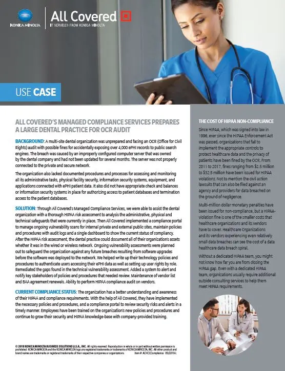 All Covered, HIPAA, Case Study, Konica-Minolta, Integrated Business Solutions