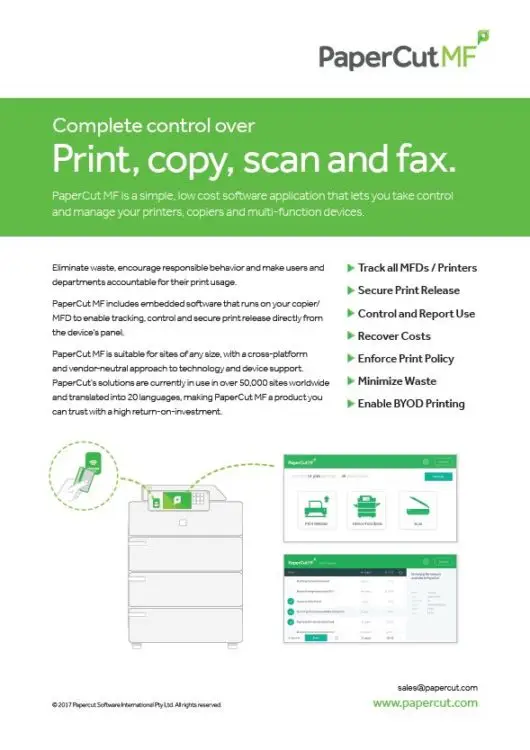 Papercut, Mf, Fact Sheet, Integrated Business Solutions